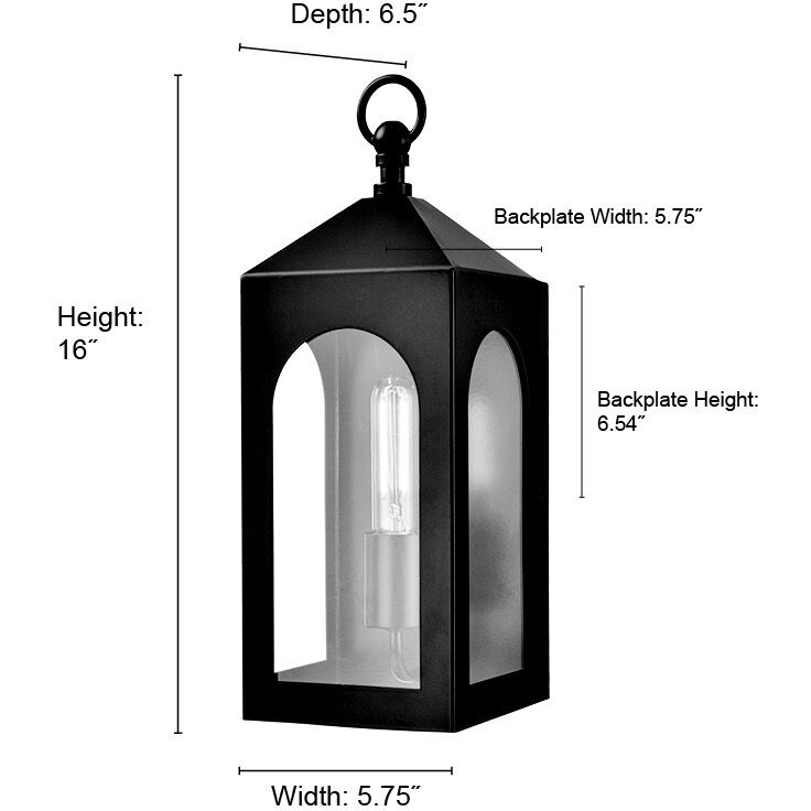 Bratton 1 Light 16 inch Powder Coated Black Outdoor Wall Sconce